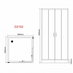 Душовий бокс Grace 90х90х195 см, квадратний, хром, переднє скло мат, SLD-2102