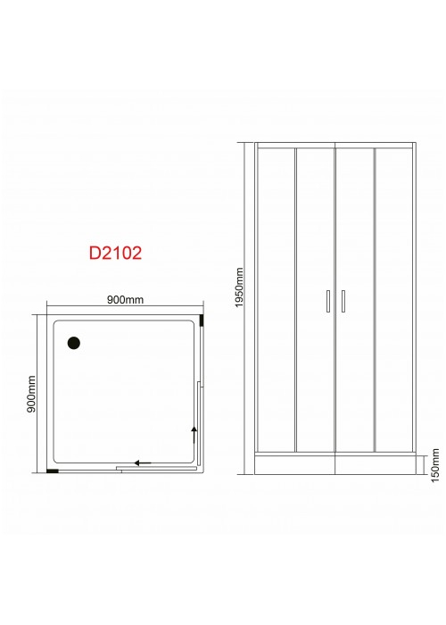 Душевой бокс Grace 90х90х195 см, квадратный, хром, переднее стекло мат, SLD-2102