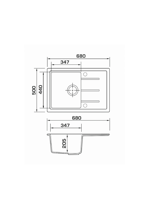 Кухонна мийка GRANADO Blanos black shine (680*500mm.) 2501