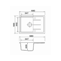 Кухонна мийка GRANADO Blanos gris (680*500mm.) 2508