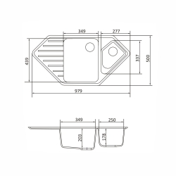 Кухонная мойка GRANADO IBIZA grafito (979*500mm.) 1809