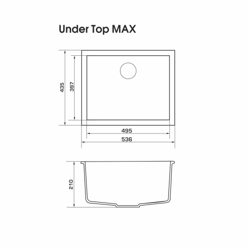 Кухонна мийка GRANADO UNDER TOP MAX grafito (535*435mm.) 3009