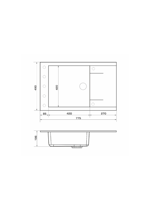 Кухонна мийка GRANADO Almeria white (780*500mm.) 3105