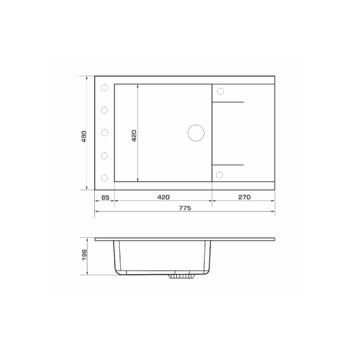 Кухонна мийка GRANADO Almeria black shine (780*500mm.) 3101