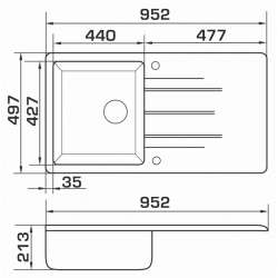Кухонная мойка GRANADO MORA terra (952*497mm.) 2603