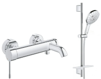 Змішувач одноважільний для ванни, DN 15 Grohe ESSENCE New + Душовий гарнітур Grohe Rainshower Smartactive 150, 33624001+26591000