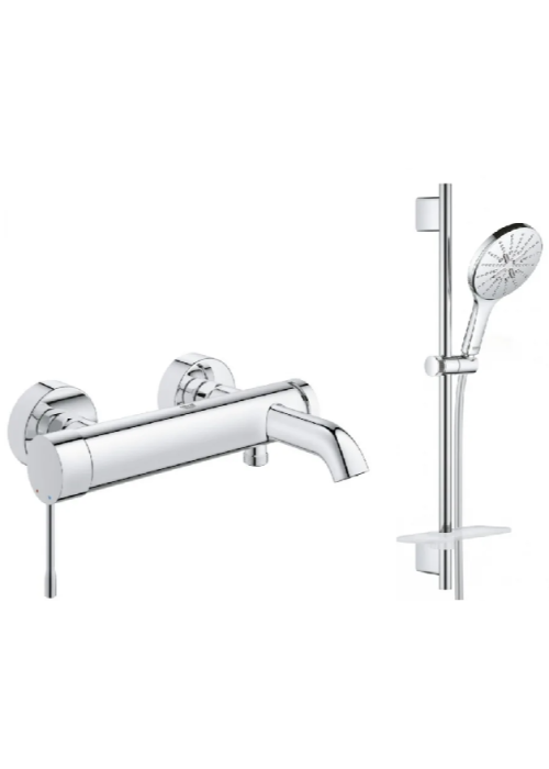 Смеситель однорычажный для ванны, DN 15 Grohe ESSENCE New + Душевой гарнитур Grohe Rainshower Smartactive 150, 33624001+26591000