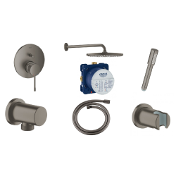 Комплект прихованого монтажу для душу Grohe Essence brushed hard graphite, 24058AL1+35600000. Графіт матовий