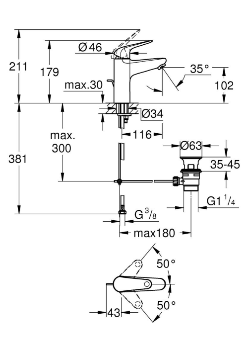 Змішувач для раковини Grohe EuroEco New 24265001