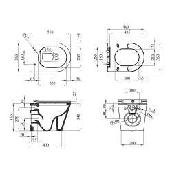 Унитаз подвесной Kroner Armada RIMLESS безобедочный с сиденьем Slim Duroplast / Soft-close / Quick relase KA513636WHIR