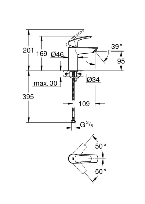 Змішувач для раковини Grohe Eurosmart 324672433 S-Size