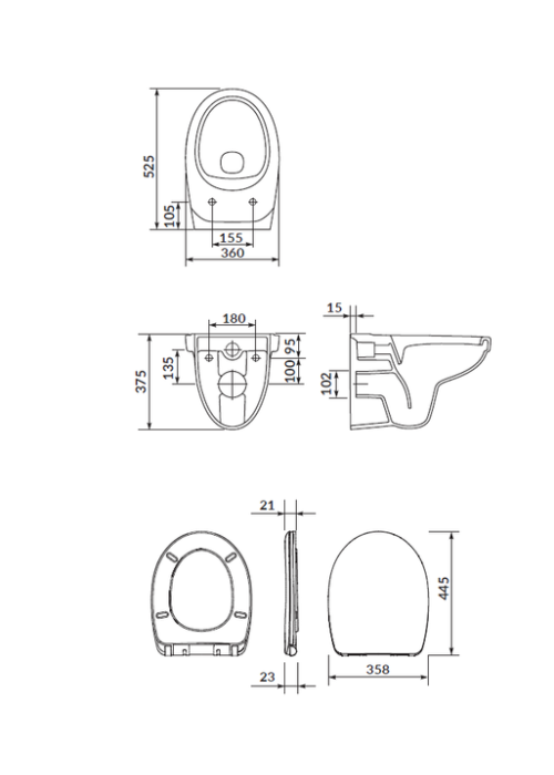 Комплект: Інсталяційна система Grohe Rapid SL 38772001 + підвісний унітаз CERSANIT СЕТ 469 Cersania з кришкою, 38732000 + S701-554