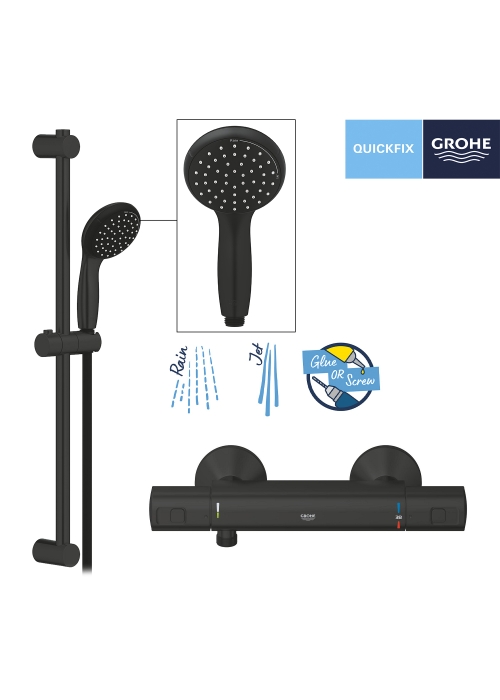 Змішувач термостатичний для душу Grohe QuickFix Start Black UA303908T1