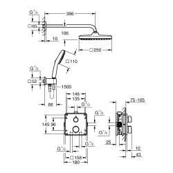 Душова система прихованого монтажу термостатична Grohe QuickFix Precision Grohtherm Cube 34882000