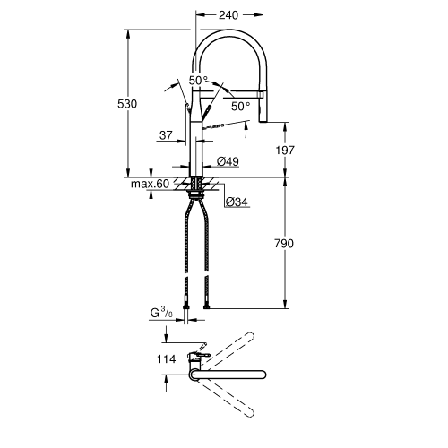 Одноважільний змішувач для мийки Grohe Essence (30294GN0)