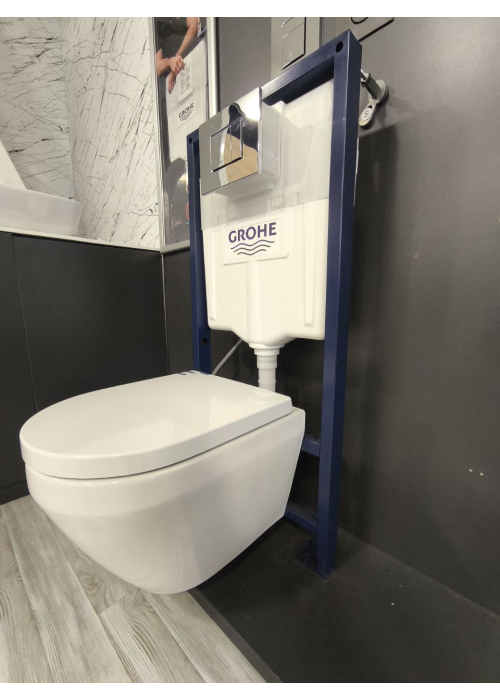 Унітаз підвісний укорочений Grohe Euro Ceramic 49см, змив Triple Vortex, покриття HyperClean 102486SH00 + Сидіння Grohe 102501SH00