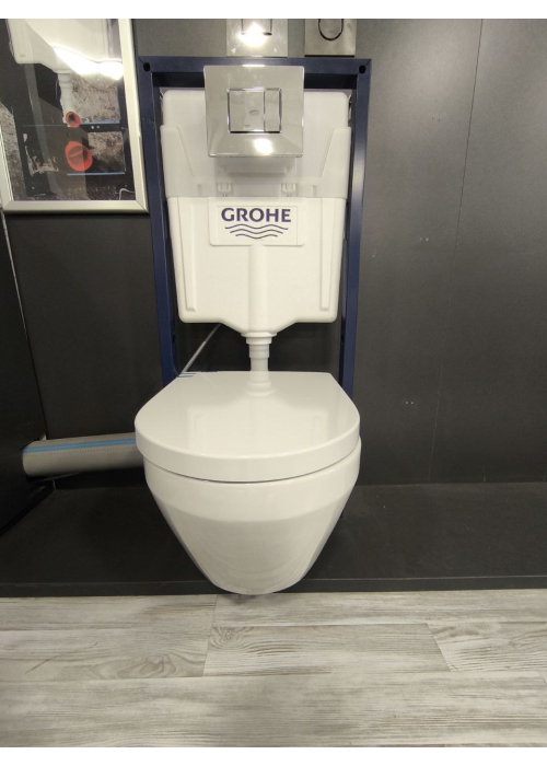 Унітаз підвісний укорочений Grohe Euro Ceramic 49см, змив Triple Vortex, покриття HyperClean 102486SH00 + Сидіння Grohe 102501SH00