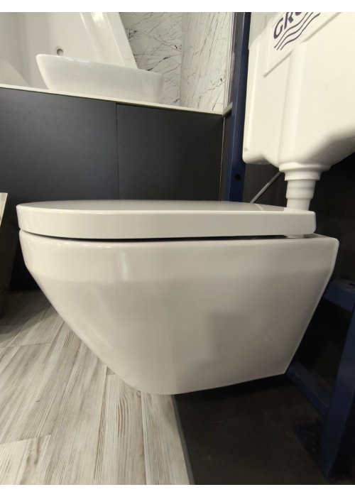 Унітаз підвісний укорочений Grohe Euro Ceramic 49см, змив Triple Vortex, покриття HyperClean 102486SH00 + Сидіння Grohe 102501SH00