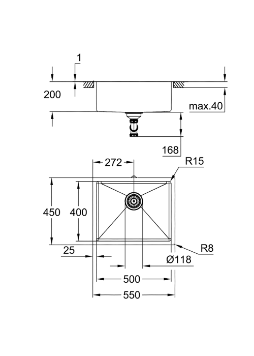Кухонная мойка Grohe Sink K-SERIES 31574GN1 Золото матовое