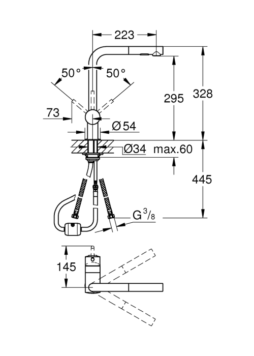 Набір для кухні Grohe мийка 31574GN1 + зміш. 30274GN0 + дозатор 40535GN0, прохолодний схід сонця