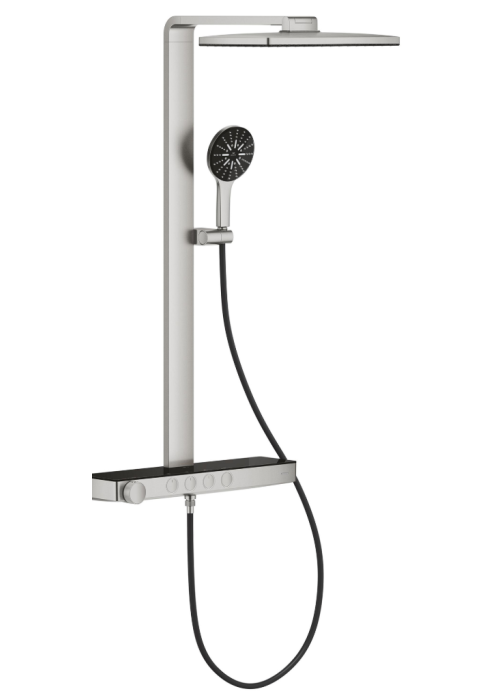 Душова система GROHE SPA Rainshower Aqua Pure з термостатом для настінного монтажу, Суперсталь (100962DC00)