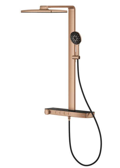 Душова система GROHE SPA Rainshower Aqua Pure з термостатом для настінного монтажу, Мідь Матова (100962DL00)