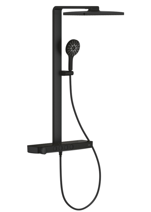 Душова система GROHE SPA Rainshower Aqua Pure з термостатом для настінного монтажу, чорний (100962KF00)