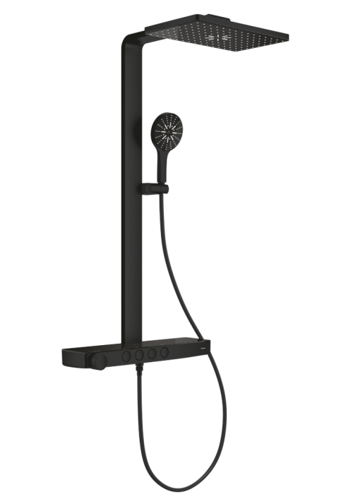 Душова система GROHE SPA Rainshower Aqua Pure з термостатом для настінного монтажу, чорний (100962KF00)