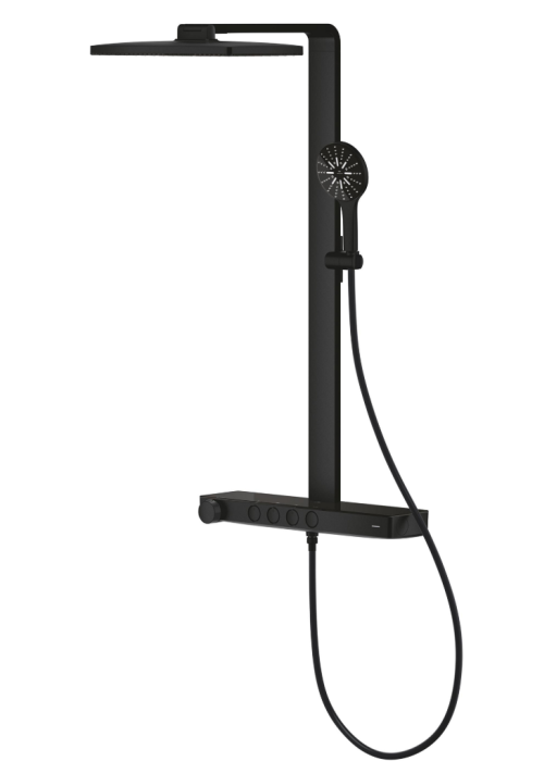Душова система GROHE SPA Rainshower Aqua Pure з термостатом для настінного монтажу, чорний (100962KF00)