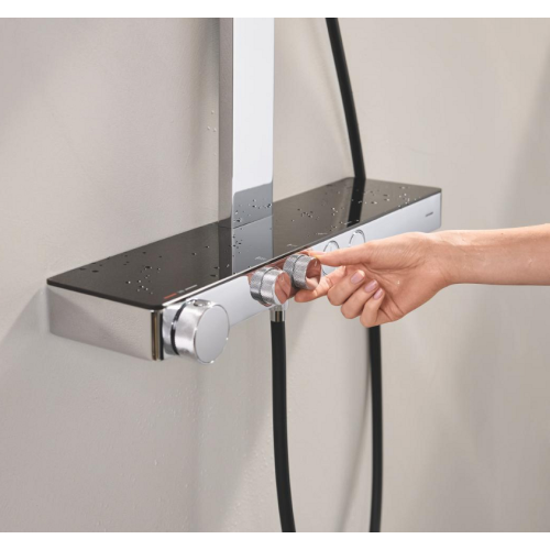 Душова система GROHE SPA Rainshower Aqua Pure з термостатом для настінного монтажу, хром/чорний (100962KI00)