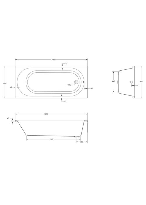 Чеська ванна прямокутна акрилова HES EVO 180x80 CZ з ніжками HEV18080W 