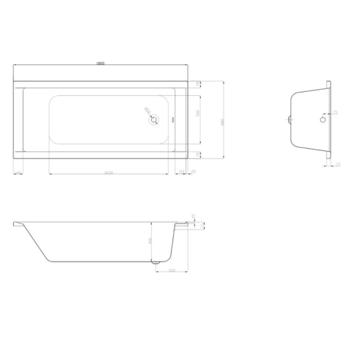 Чеська ванна прямокутна акрилова HES ONE 180x80 CZ з ніжками HON18080W