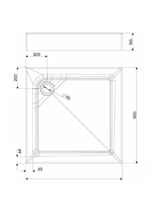 Квадратний душевой поддон Kolo First 90x90 XBK1690000 