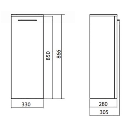 Пенал Kolo Nova Pro 85 боковой, белый глянец, 88427000