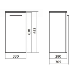 Пенал Kolo Nova Pro 65 боковой низкий, белый глянец, 88428000