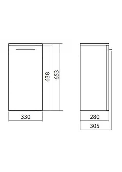 Пенал Kolo Nova Pro 65 бічний низький, білий глянець, 88428000