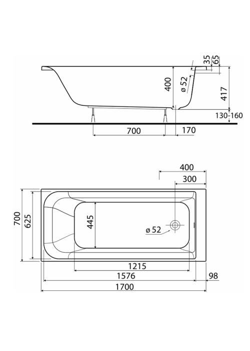 Ванна акрилова KOLO REKORD 170 XWP3677000N