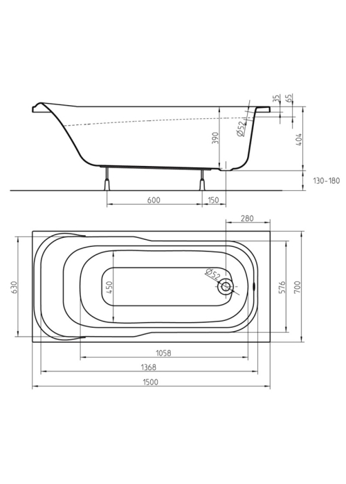 Ванна акрилова KOLO SENSA XWP355000N 150