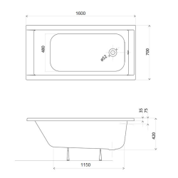 Ванна акрилова  Kolo SUPERO 160х70 + ніжки SN14, 5342000