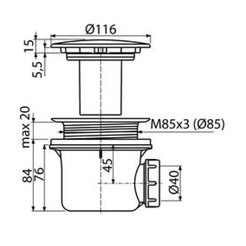 Сифон для піддону Koller Pool LUX 90 |40 мм, хром, 1047660349 (P90CPM)