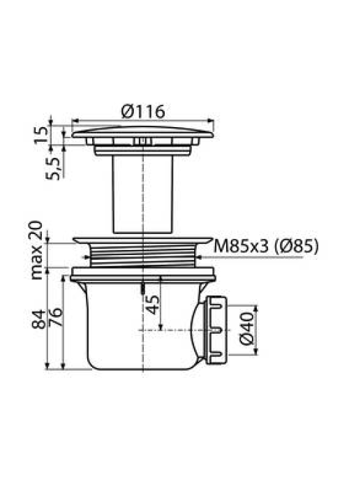 Сифон для піддону Koller Pool LUX 90 |40 мм, хром, 1047660349 (P90CPM)