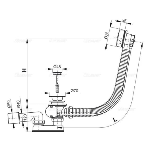 Сифон Koller Pool для ванни хром A51CR