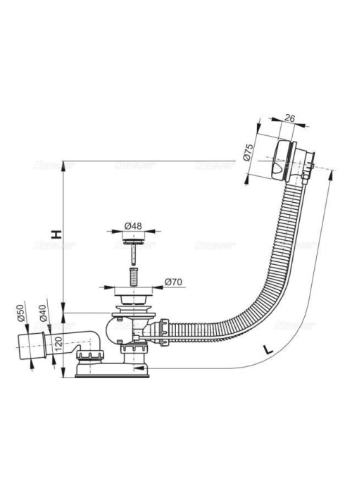 Сифон Koller Pool для ванни хром A51CR