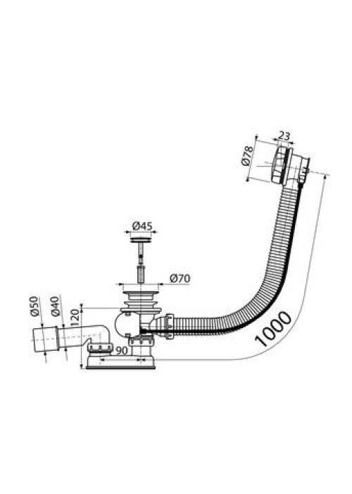 Сифон Koller Pool напівавтоматичний для ванни, 1048530364 (В70СММА100)