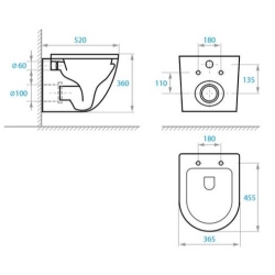 Унітаз підвісний Koller Pool ROUND безободковий з дюропластом soft-close RN-0520-RQ-MB