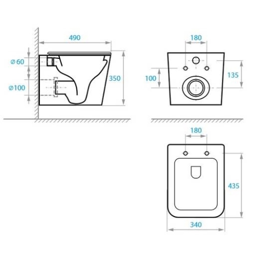 Унітаз підвісний Koller Pool TREND безободковий з дюропластом soft-close TR-0490-RQ3