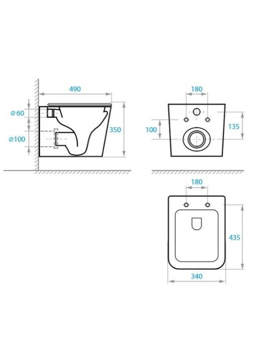 Унітаз підвісний Koller Pool TREND безободковий з дюропластом soft-close TR-0490-RQ3