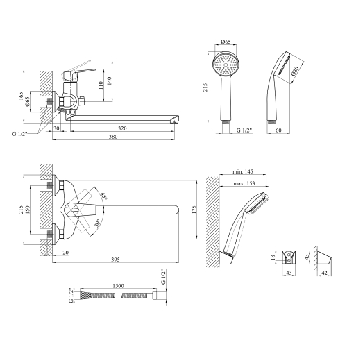 Смеситель для ванной Kroner KRM Odra - C071