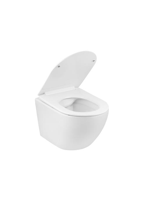 Унітаз підвісний Kroner Harz WHI523632 RIMLESS безобідковий з сидінням (KH523632WHIR)
