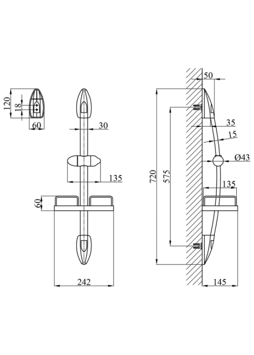 Душова стійка Kroner KRM - C750 з полицею CV022941